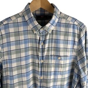 Vineyard Vines Long Sleeve Plaid Button Down Shirt Mens Large Cotton Linen Blend